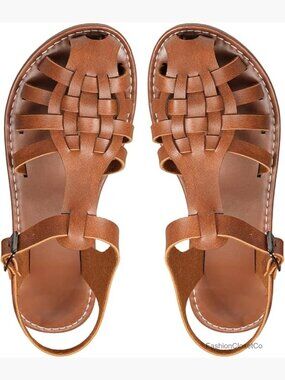 Closed Toe Huaraches Sandals Ankle Strap Slingback Vacation Flats